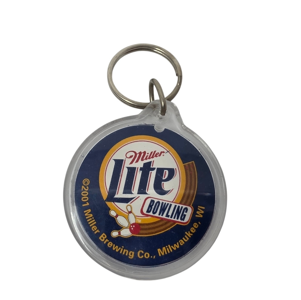 2001 Miller Lite Bowling Circular Plastic Floating Acrylic Keychain